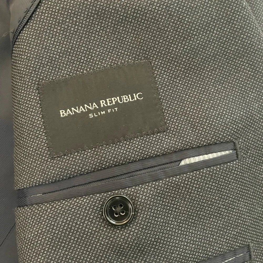 BANANA REPUBLIC Wool Nailhead Slim Fit Jacket in Gray/Navy Size 44 R‎ $400